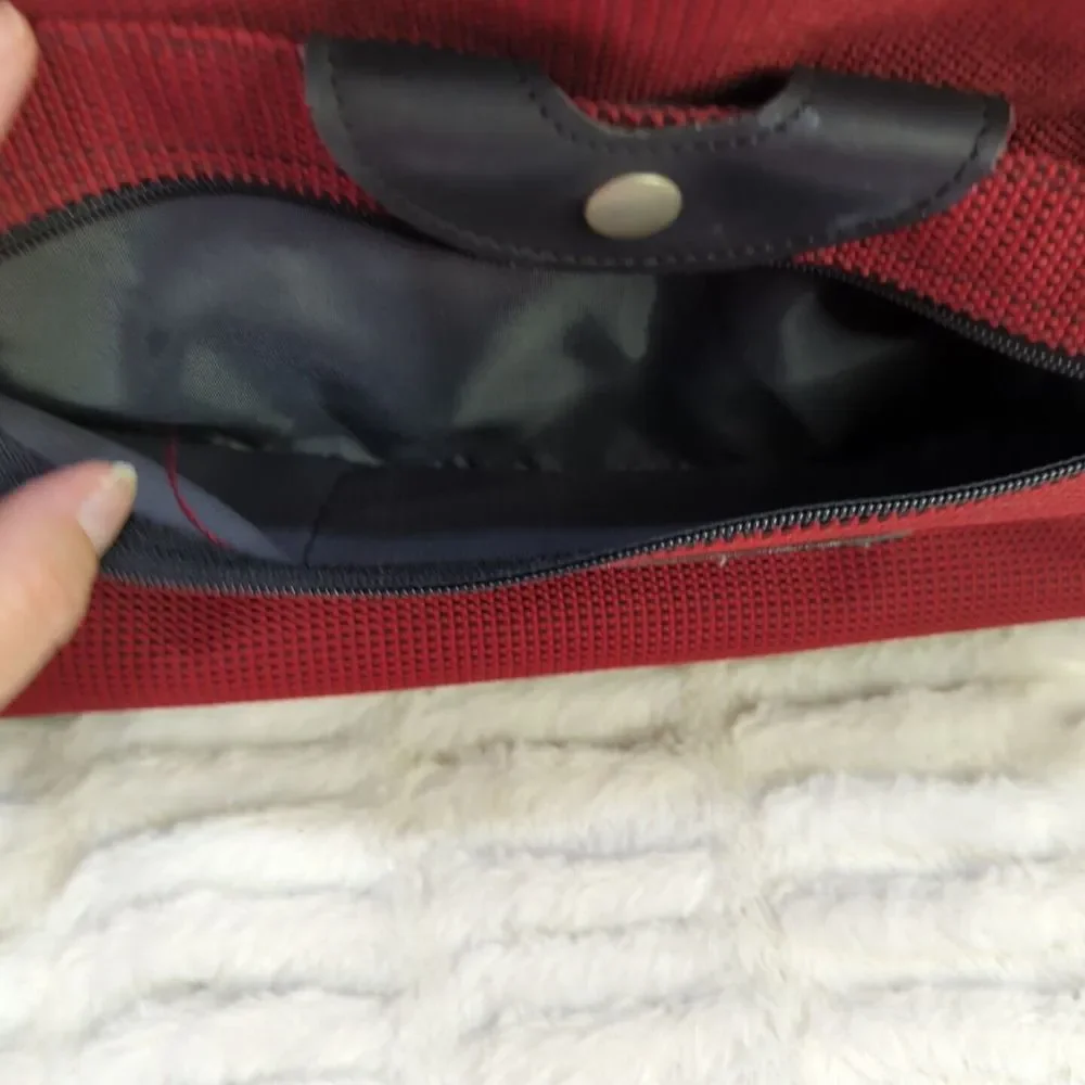 Samsonite Mens Travel Messenger Bag Red‎ Snap Zip Dual Handle  Missing Strap